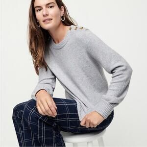 J Crew Button crewneck sweater supersoft yarn size XS wool alpaca blend NWT chic
